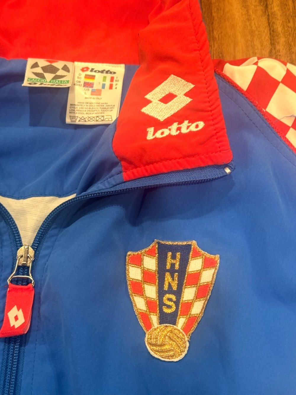 Vintage 90's Lotto Croatia Football Jacket Soccer Mens Full Zip Rare Large - Picture 3 of 14